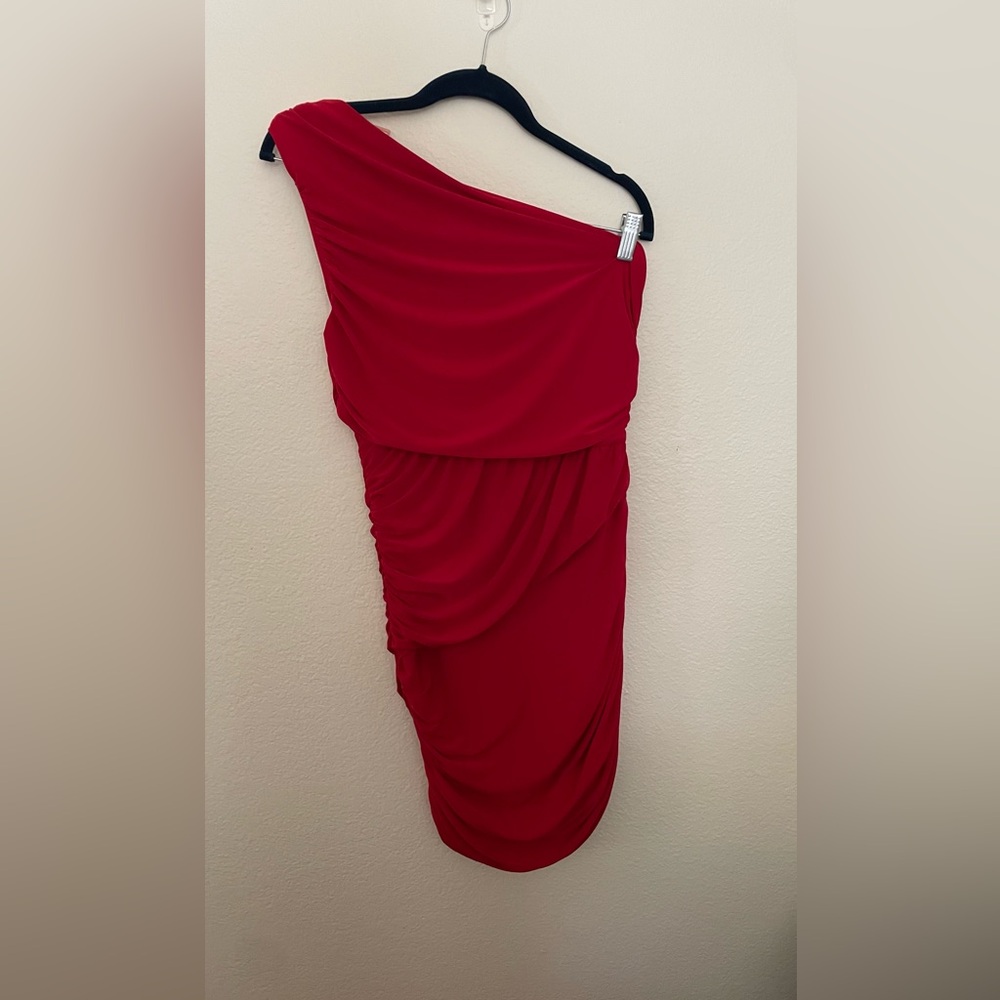 Elegant Red Draped Dress